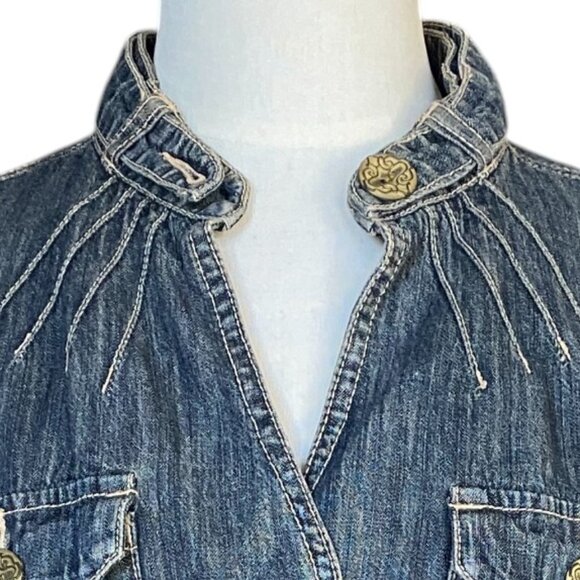 Vintage AMI Denim Fitted Y2K Peplum Jean Jacket Washed Blue Western Grunge 90s-M - Picture 3 of 11